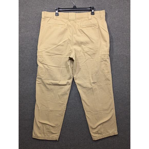 LL Bean Cargo Pants Mens 38x32 Khaki Tan Cotton Canvas Standard Fit - Picture 6 of 10